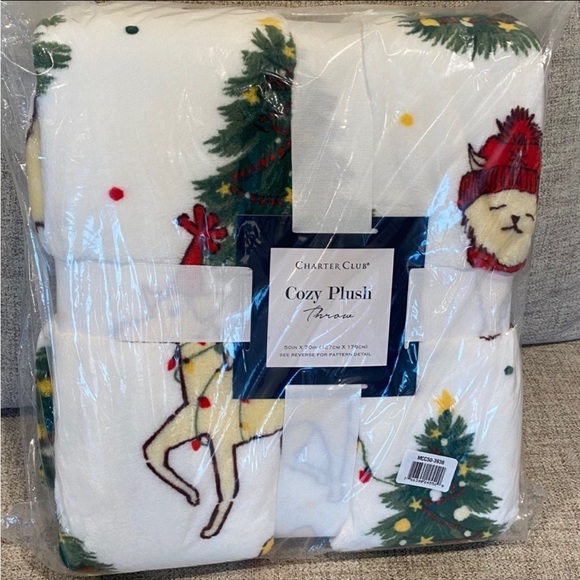 Cozy Plush Dog Christmas & Trees Throw Blanket - Picture 3 of 3